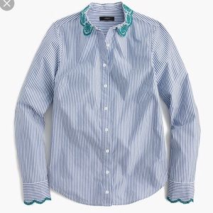 ✨J Crew Striped Shirt with Eyelet Trim